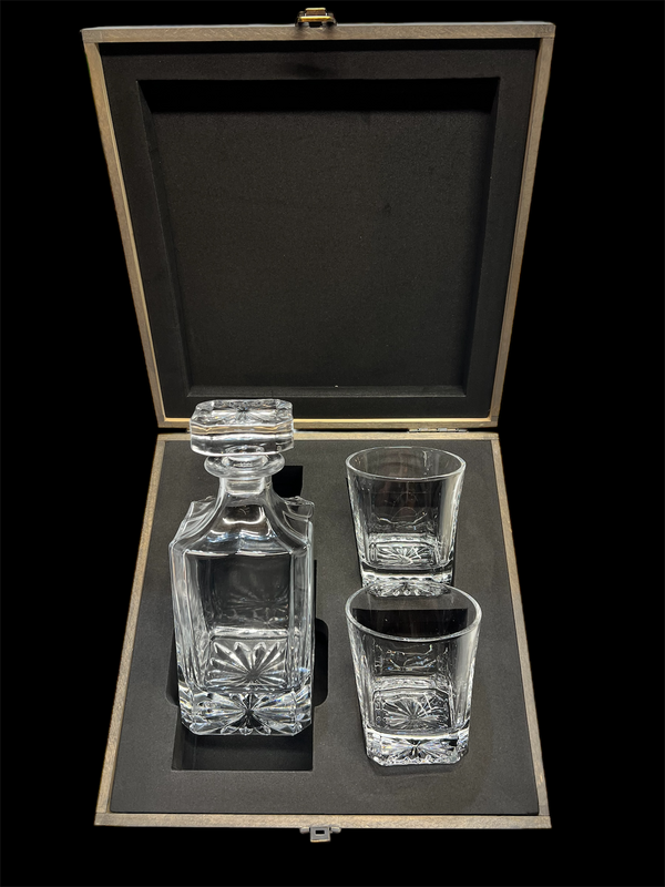 Whiskey Decanter Set w/2 Rocks Glasses